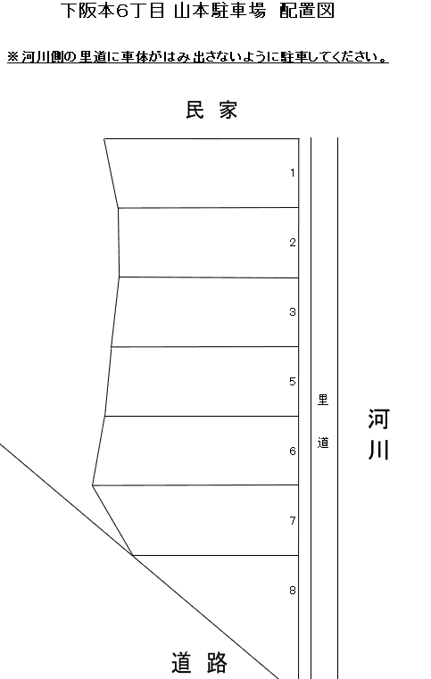 下阪本６丁目山本駐車場の駐車配置図