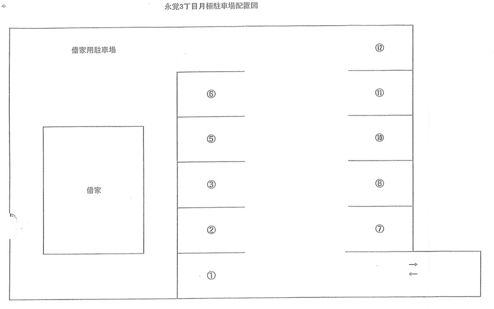 永覚新町３丁目月極駐車場の駐車配置図