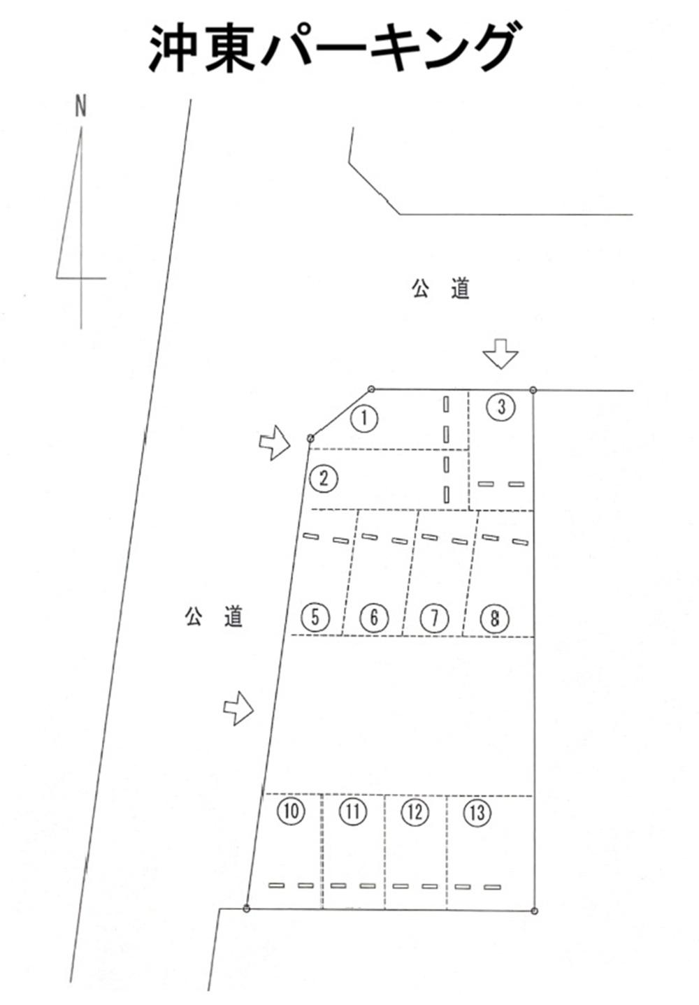 沖東パーキングの駐車配置図