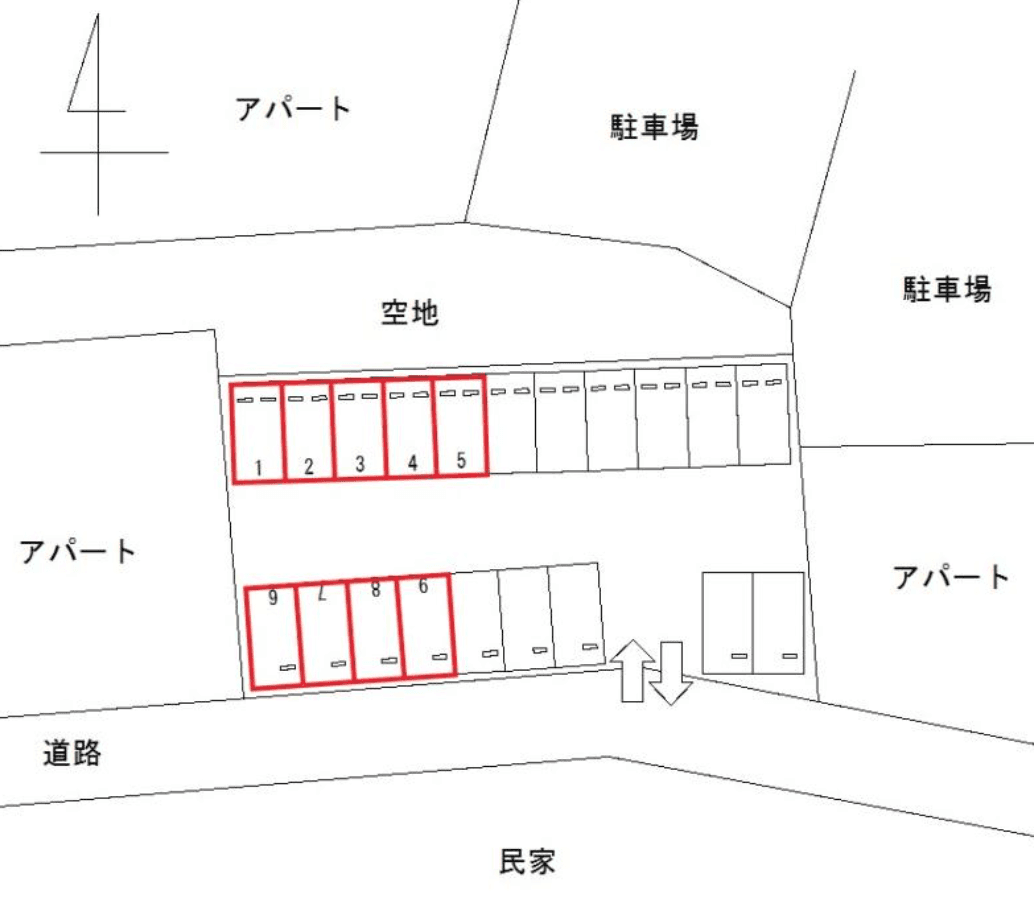FKスペースECO巽ヶ丘駅前の駐車配置図