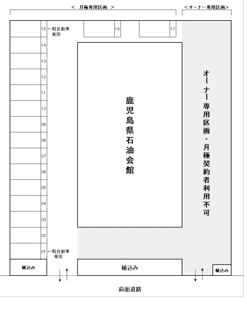 石油会館駐車場の駐車配置図