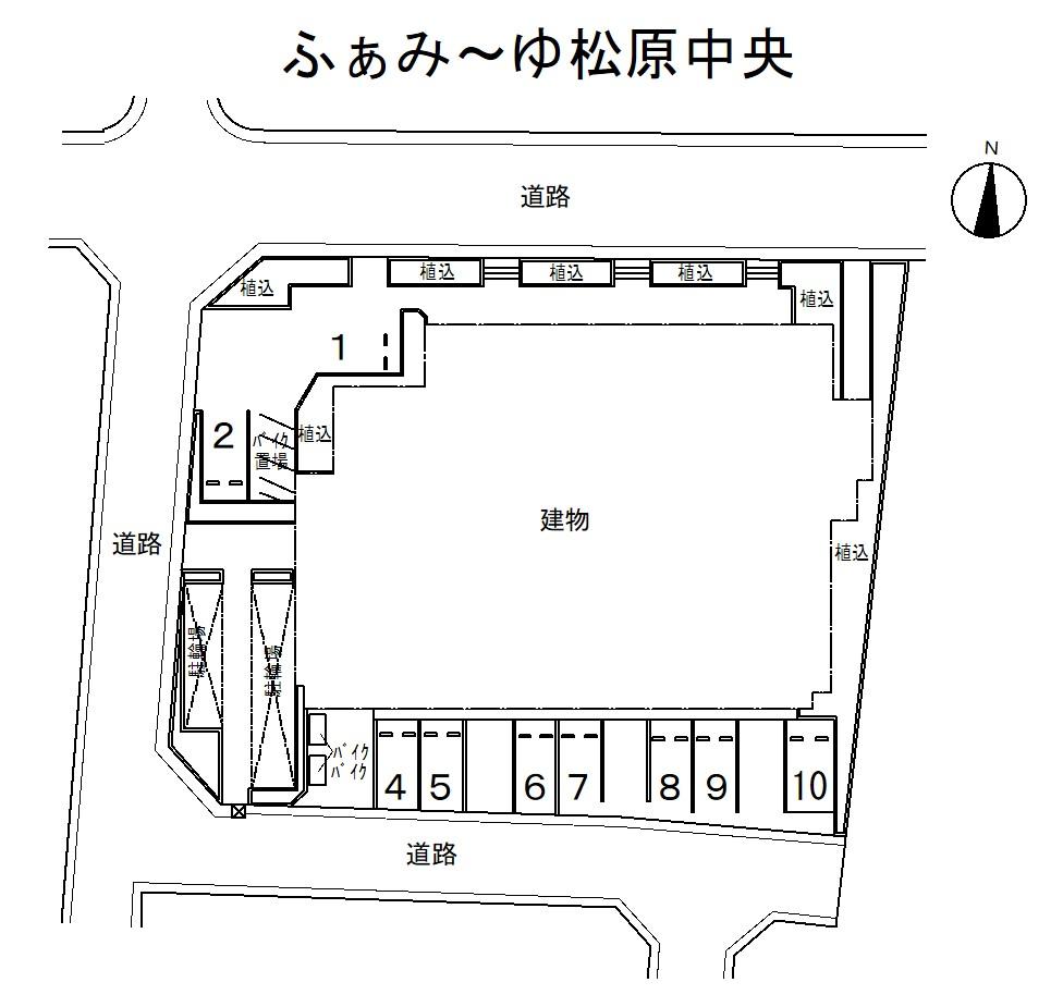 ふぁみ～ゆ松原中央駐車場の駐車配置図