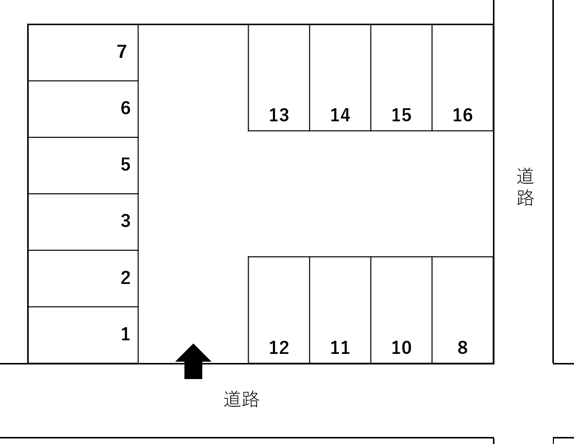 高春パーキングの駐車配置図