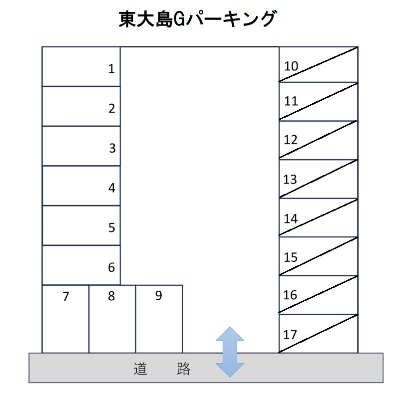 東大島Gパーキングの駐車配置図