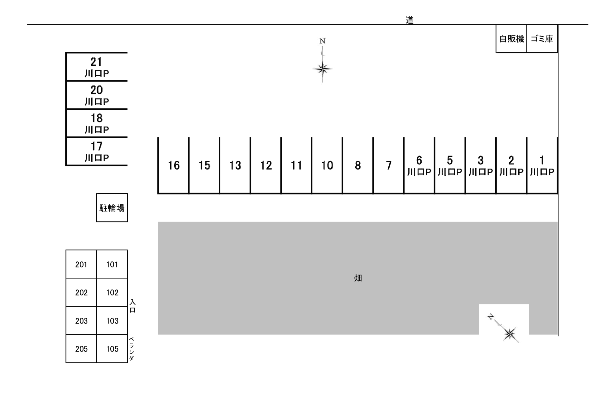 栗真川口駐車場の駐車配置図