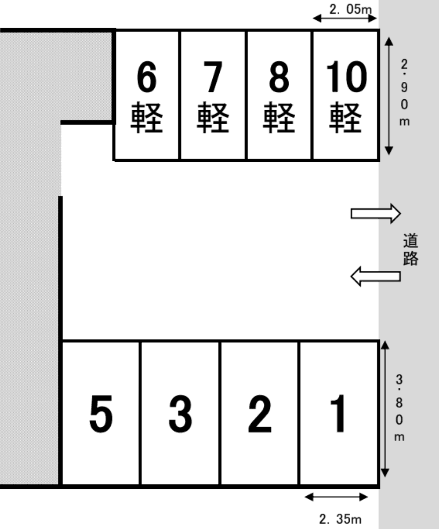 友呂岐カーパークの駐車配置図