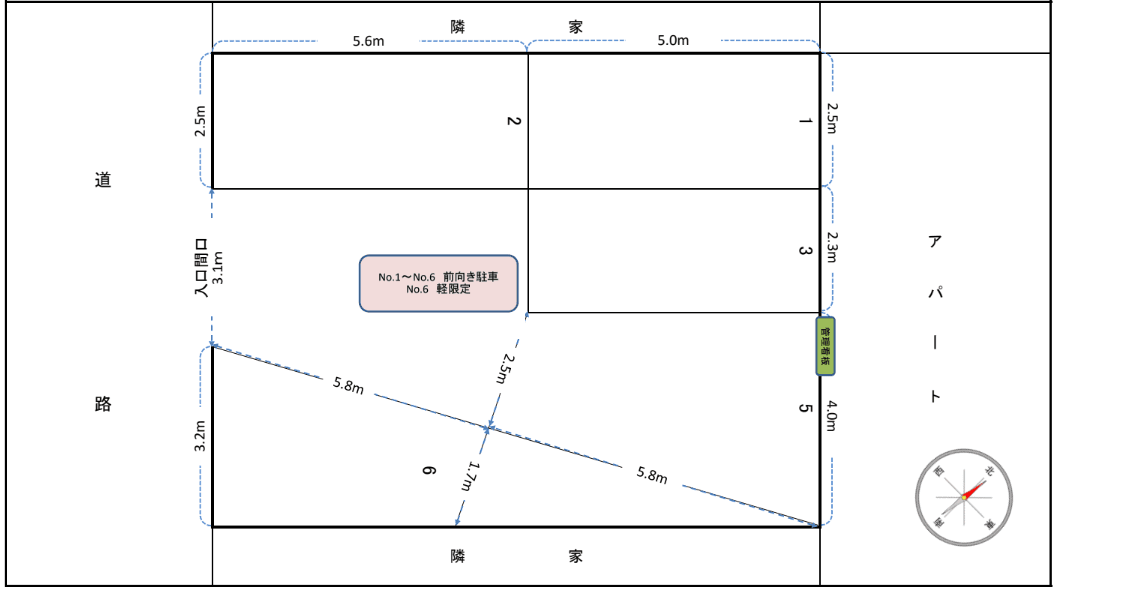 佐藤朝日町駐車場の駐車配置図