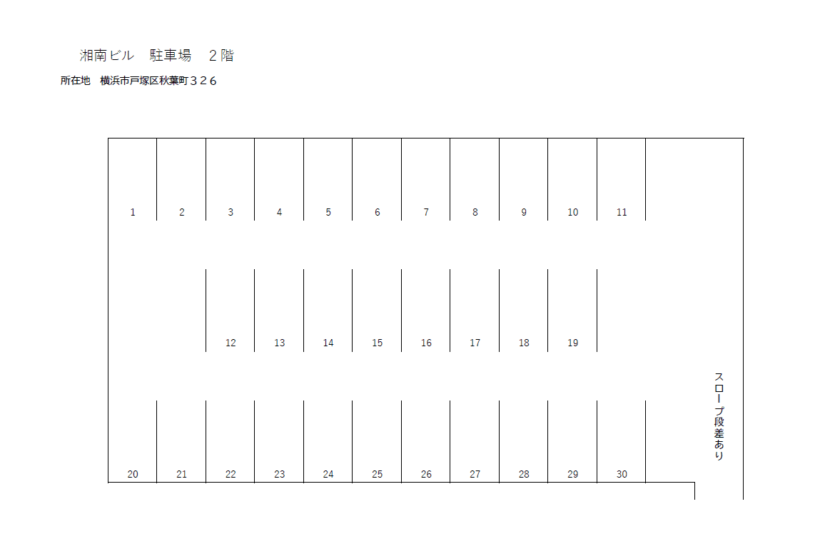 湘南ビル駐車場（２階）の駐車配置図