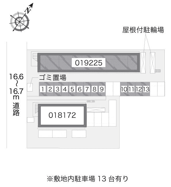 グラッドⅡ(19225)の駐車配置図