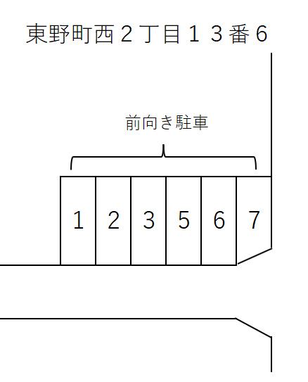 東野町西２丁目１３番６の駐車配置図