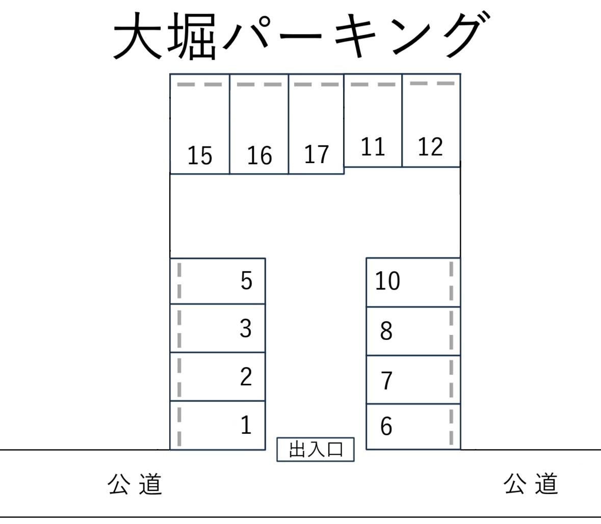 大堀パーキングの駐車配置図