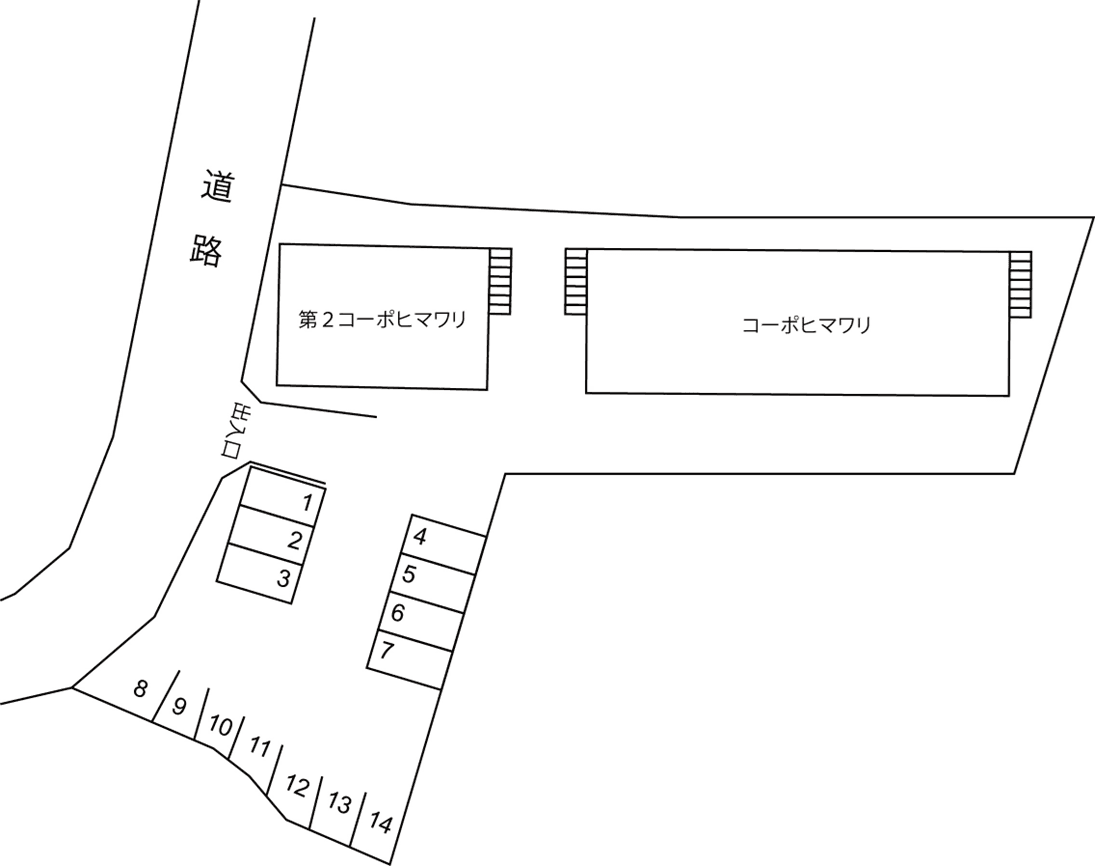 コーポヒマワリ駐車場の駐車配置図