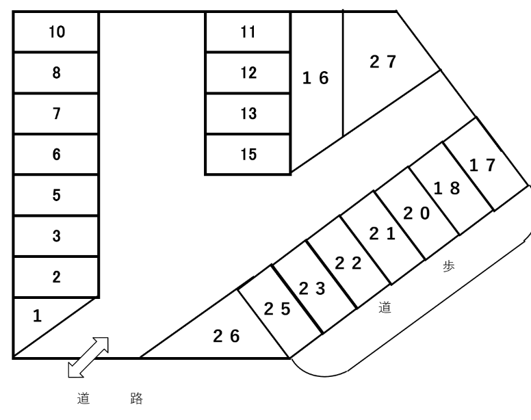奥冨駐車場の駐車配置図
