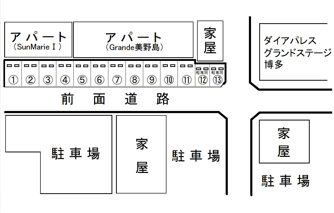 美野島パーキングの駐車配置図