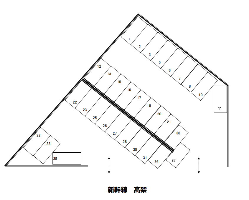 林（牛ヶ瀬）ガレージの駐車配置図