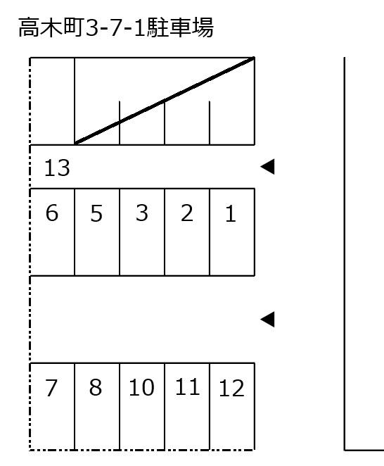 高木町3-7-1駐車場の駐車配置図