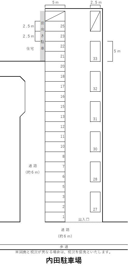 内田駐車場の駐車配置図