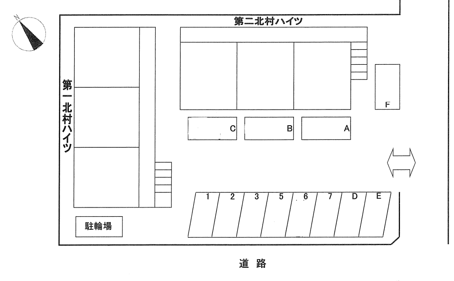 【外部貸し】第２北村ハイツの駐車配置図