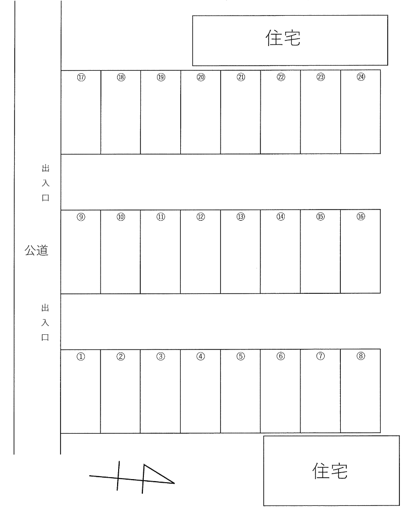 八潮4丁目Y駐車場の駐車配置図