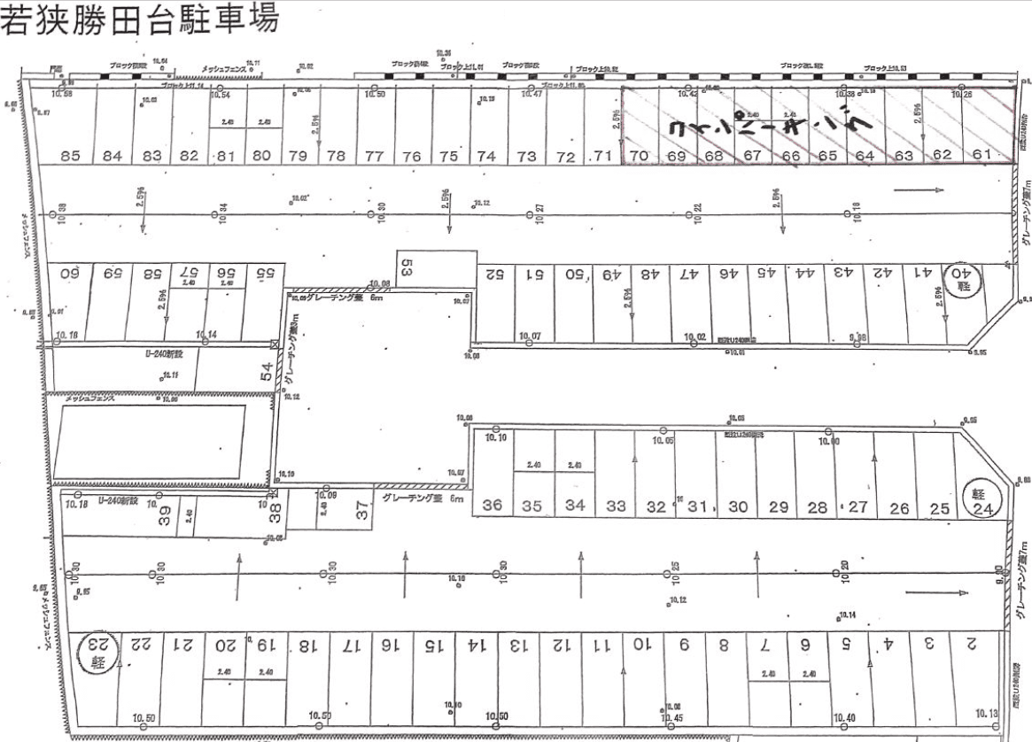 若狭勝田台駐車場の駐車配置図