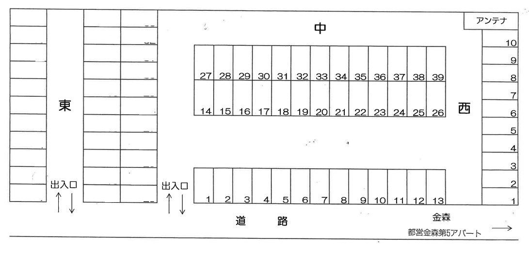 大貫第１駐車場中の駐車配置図