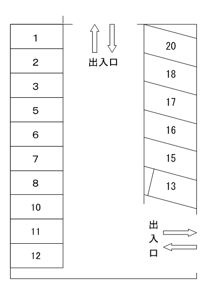 倉梯南駐車場の駐車配置図