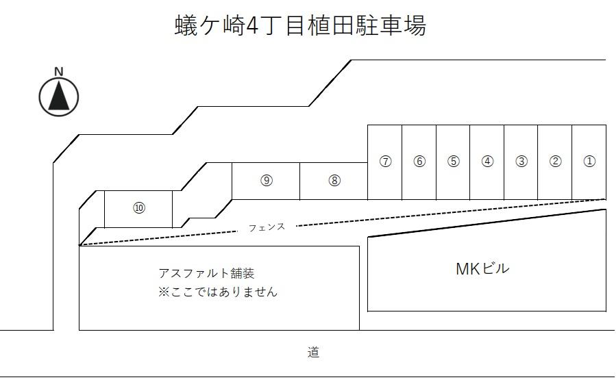 蟻ケ崎四丁目植田駐車場の駐車配置図