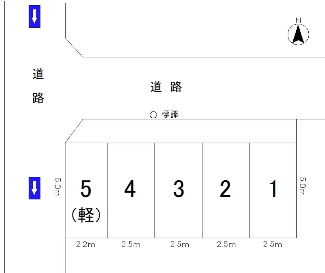 平塚1丁目25-10駐車場の駐車配置図