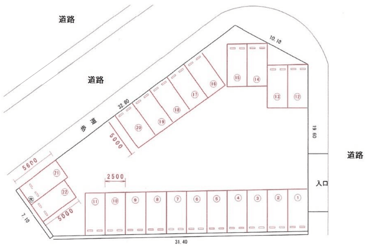 おしの７丁目駐車場の駐車配置図