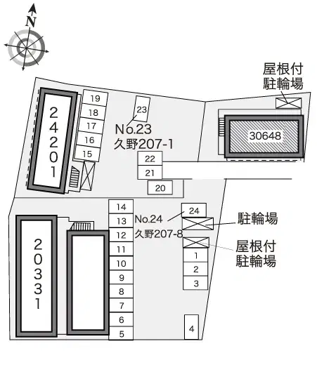 つつみⅢ(30648)　敷地外駐車場①の駐車配置図