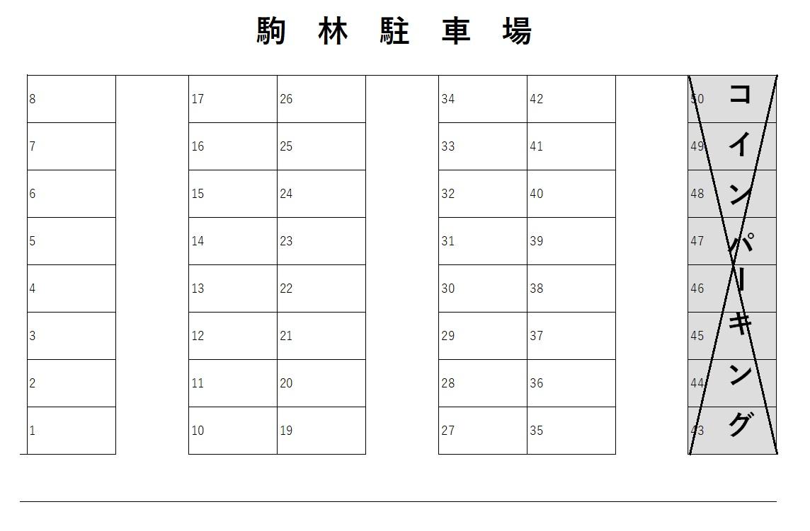 駒林駐車場の駐車配置図