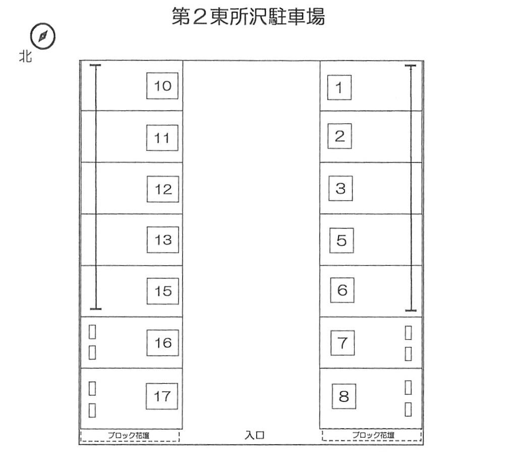 第２東所沢駐車場の駐車配置図
