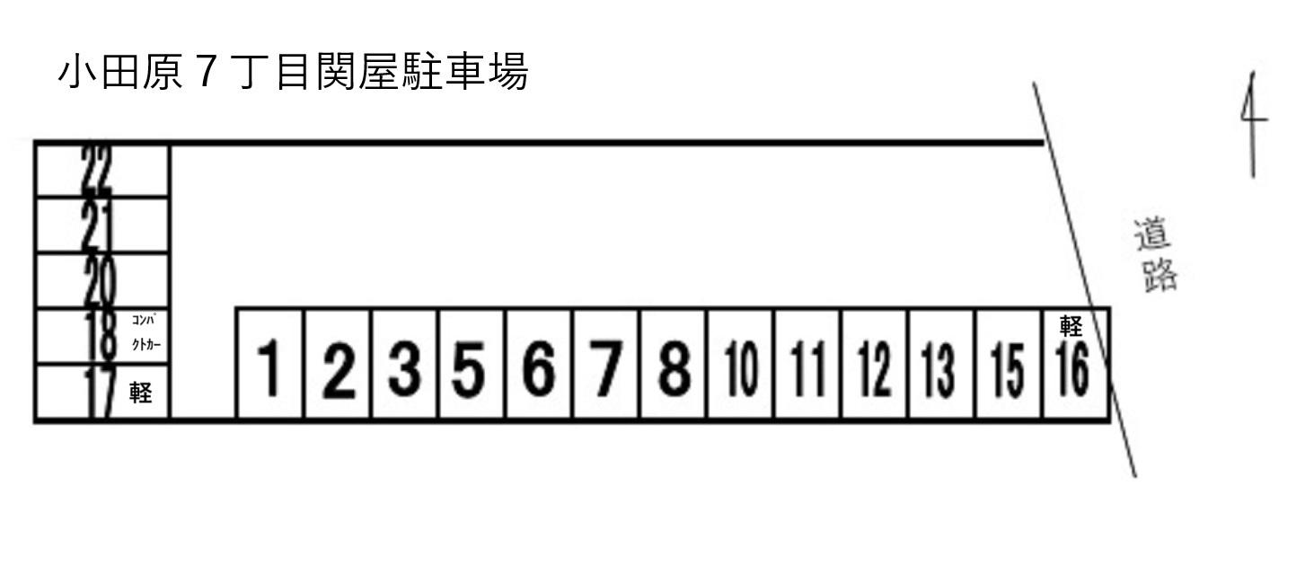 小田原７丁目関屋駐車場の駐車配置図