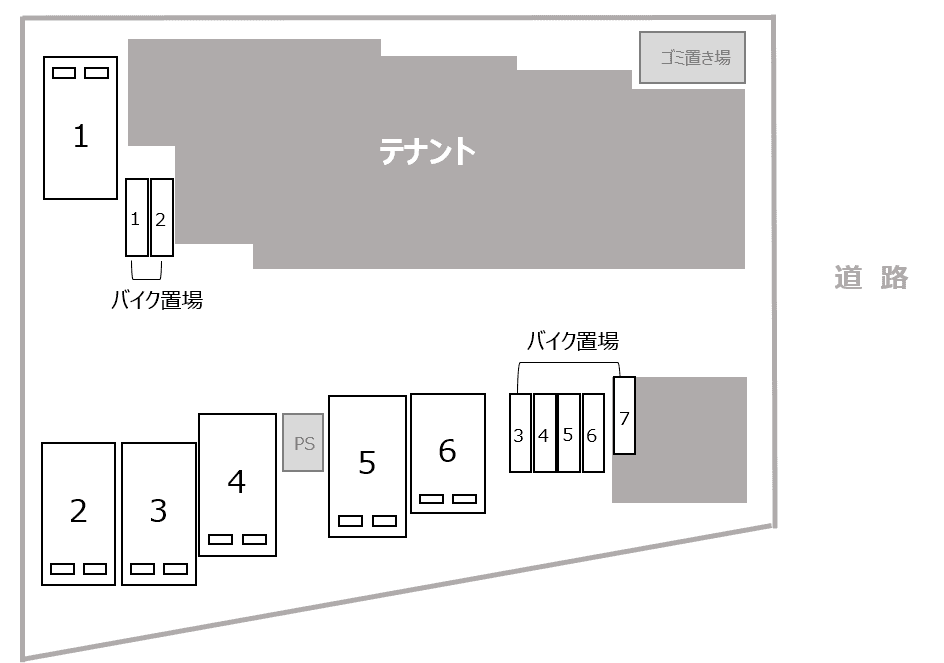 ｻﾝ別府駅前の駐車配置図