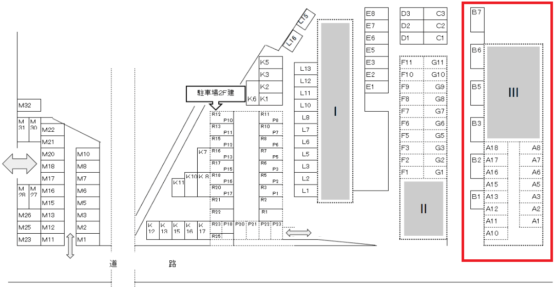 生沼モータープール　１の駐車配置図