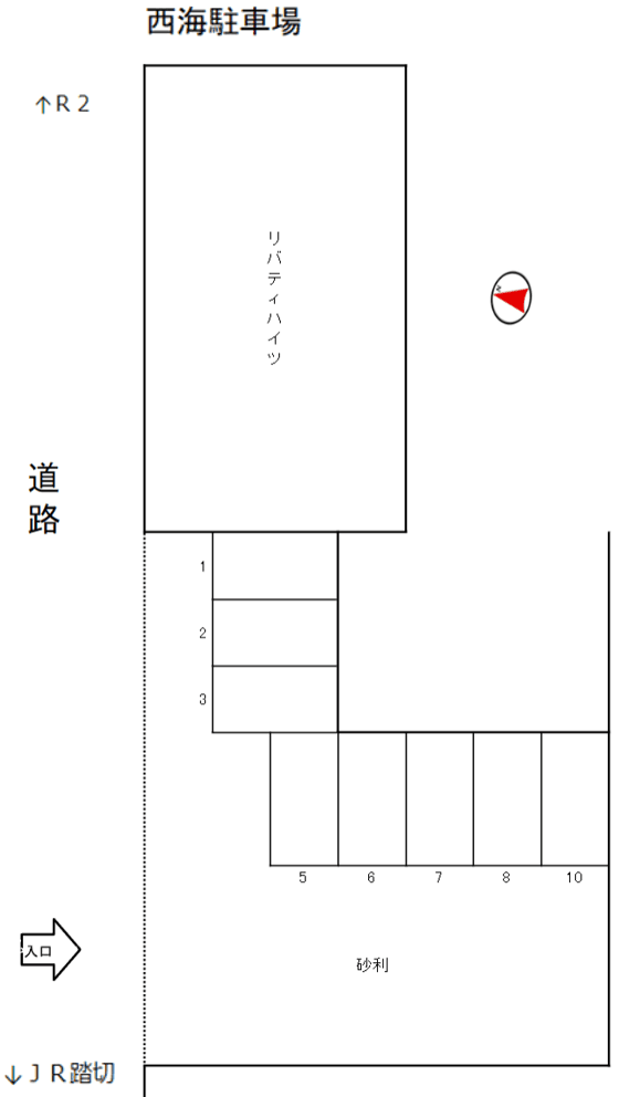 西海駐車場Bの駐車配置図