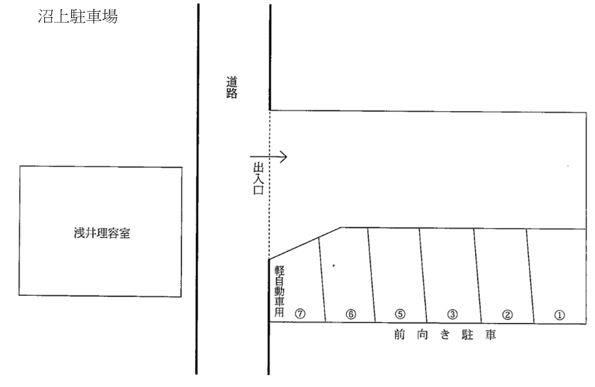 沼上駐車場の駐車配置図