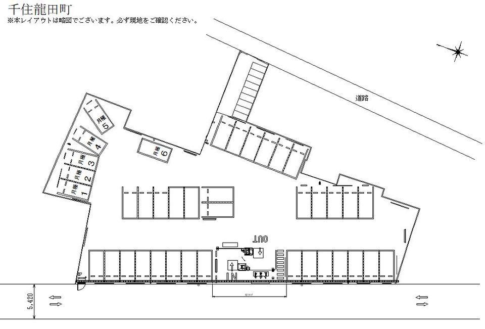 千住龍田町の駐車配置図