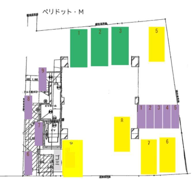 ペリドット・Mの駐車配置図