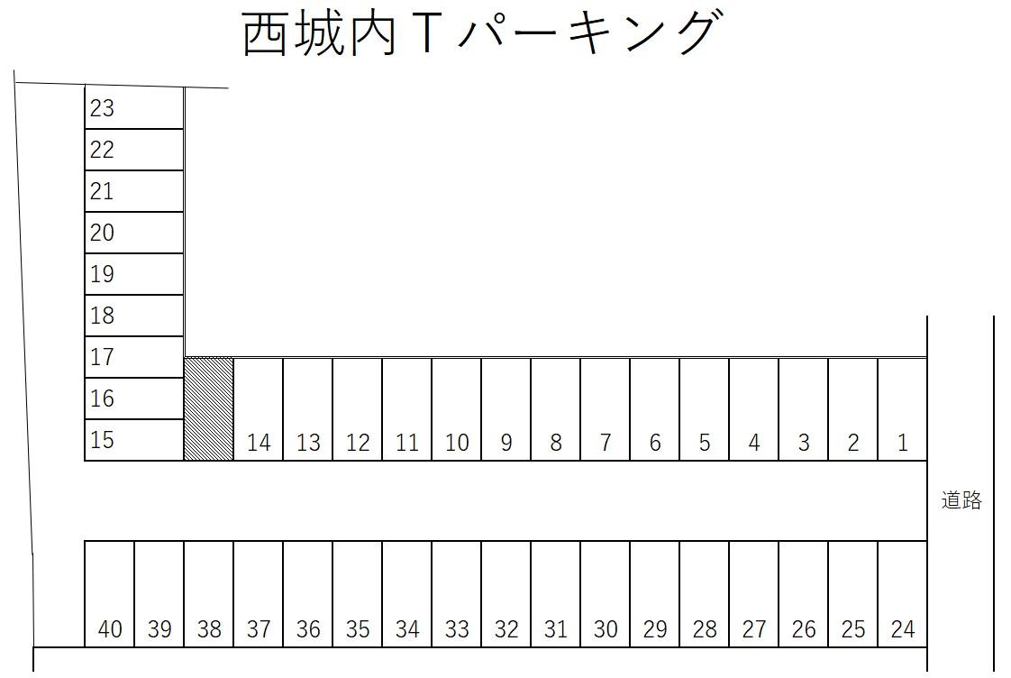 西城内Ｔパーキングの駐車配置図