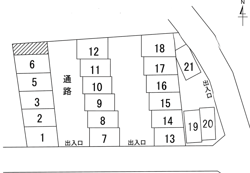 内藤南駐車場の駐車配置図