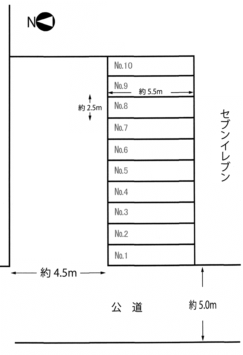松林2丁目OパーキングⅠの駐車配置図