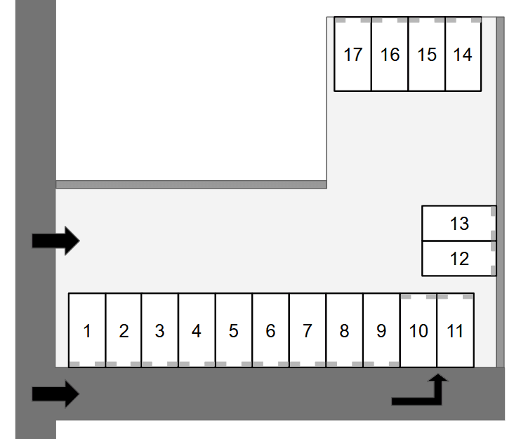 ガード横駐車場の駐車配置図