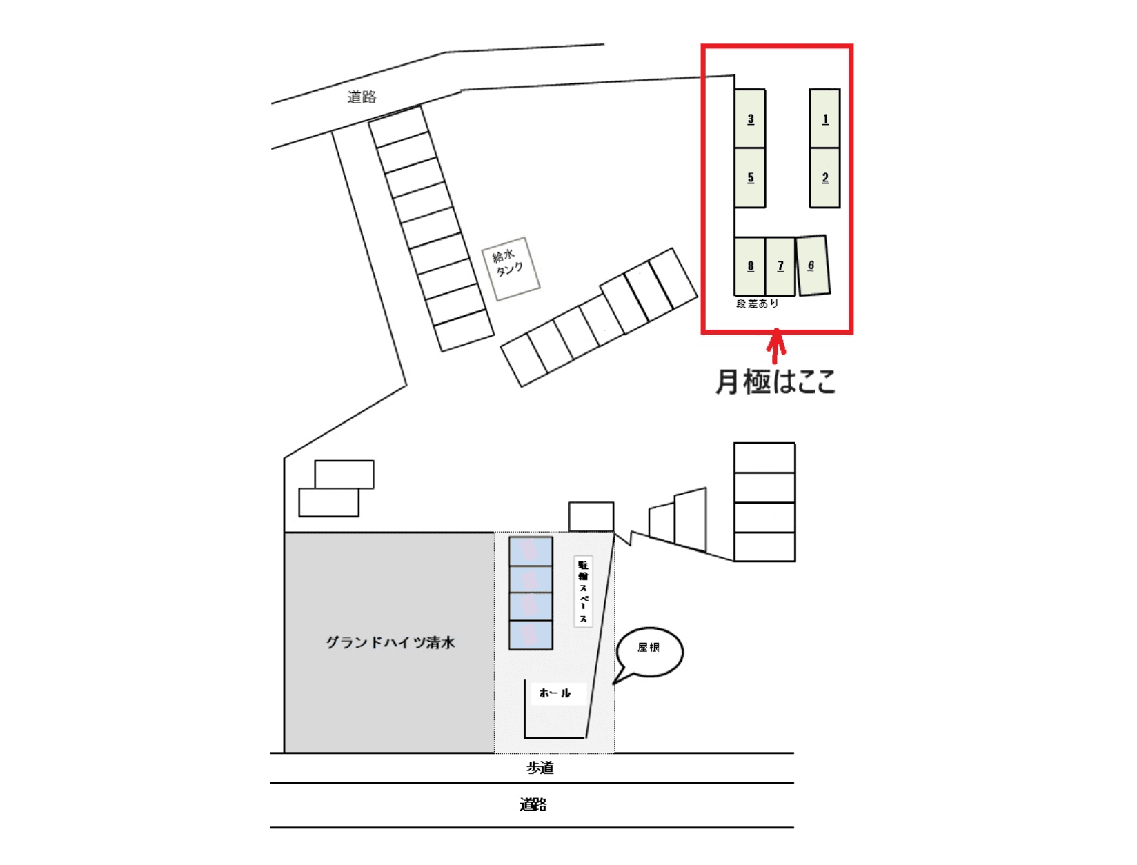 清水町三丁目月極駐車場の駐車配置図