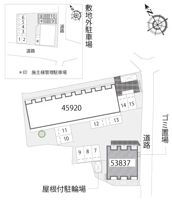 常隆(53837)　敷地外駐車場の駐車配置図