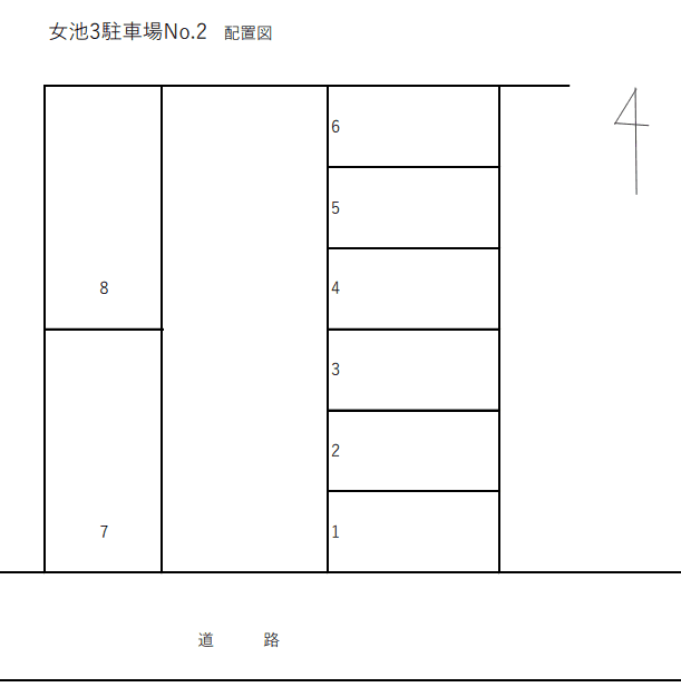 女池3駐車場NO.2(裏)の駐車配置図