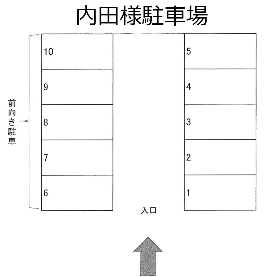 内田様駐車場の駐車配置図