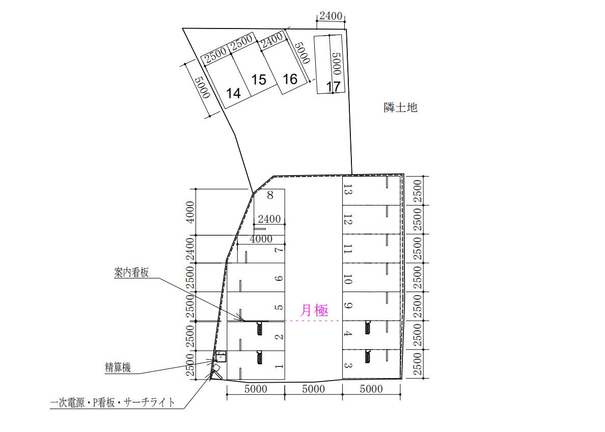 グレイスパーキング八木の駐車配置図