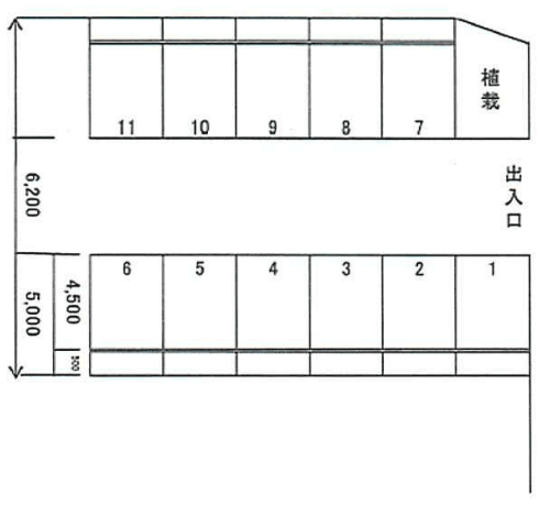 旭ヶ丘4丁目駐車場の駐車配置図