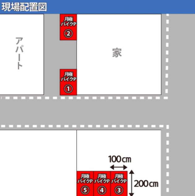 蕨中央３丁目バイク駐輪場の駐車配置図